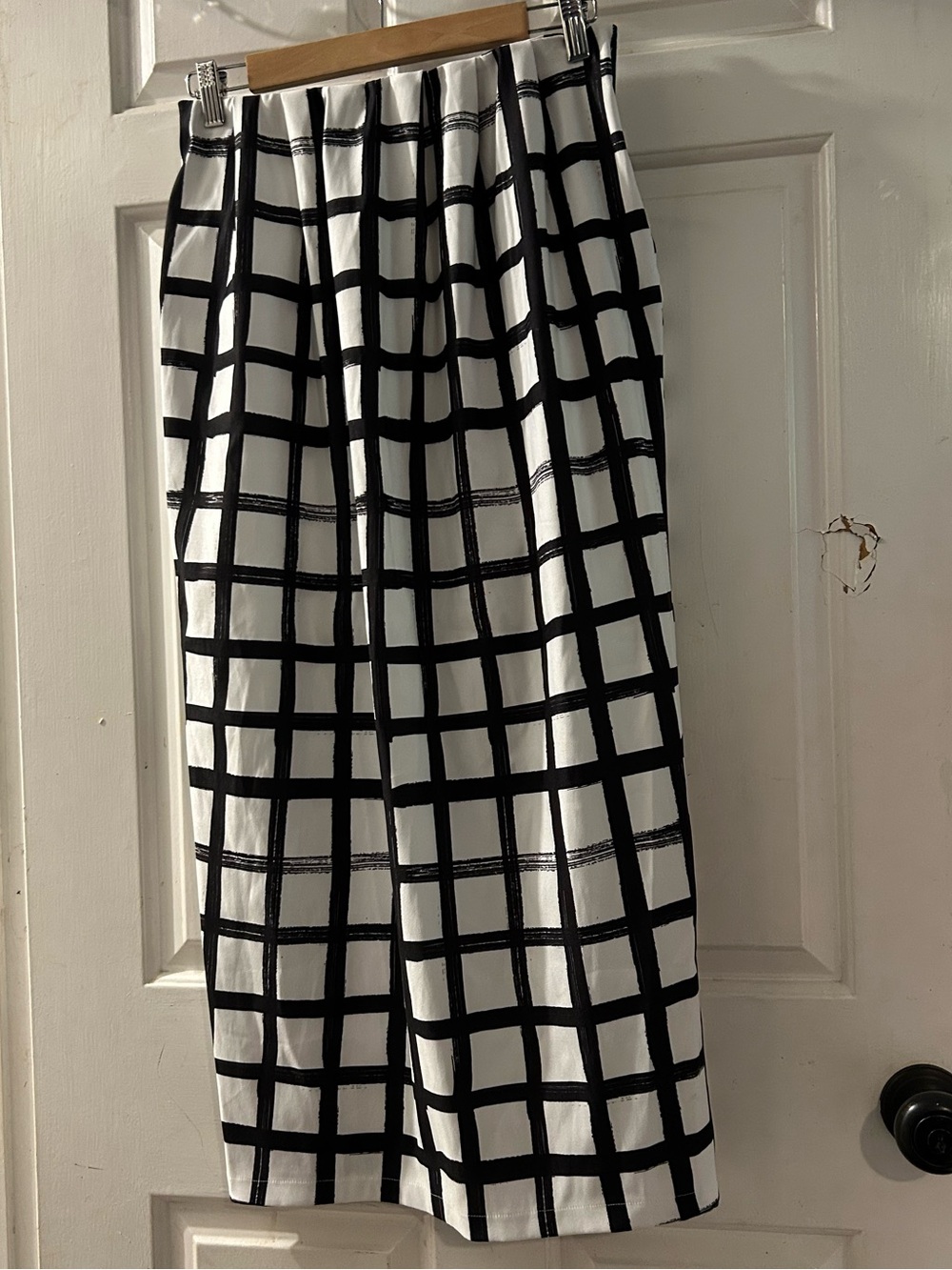 Zara Black and White Grid Midi Skirt